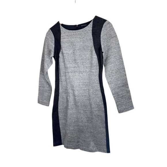Club Monaco Mini Colorblock Dress Size 2 Gray Black Long Sleeve Cotton Blend Zip - Picture 4 of 7